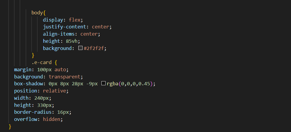Centered card with dark background